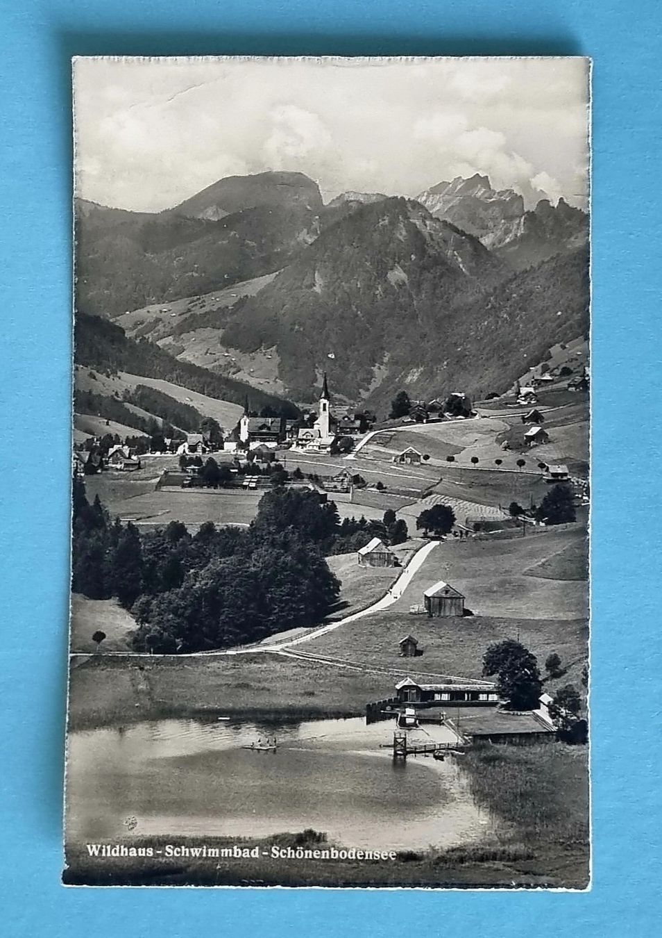 Cartoline postali: Wildhaus - Schwimmbad - Schönenbodensee - 1951 – Usato da Rothrist venduto da RROENK