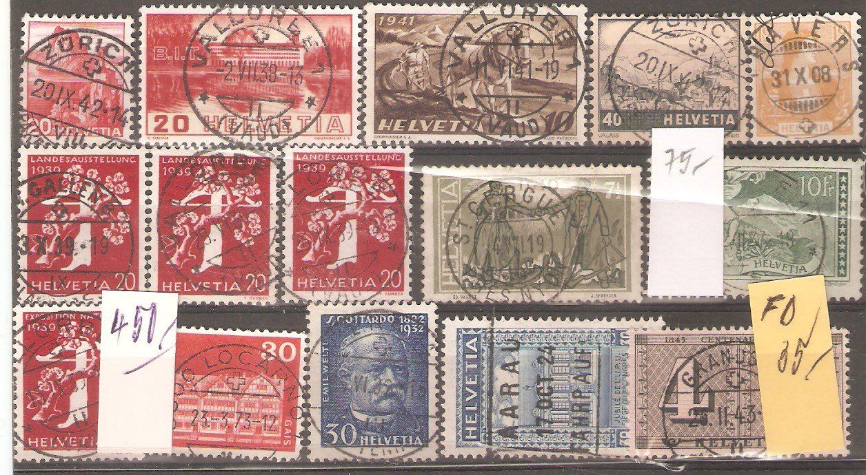 Tutti i francobolli: 15 Werte Vollstempel – Usato da Lausanne venduto da Whorvath