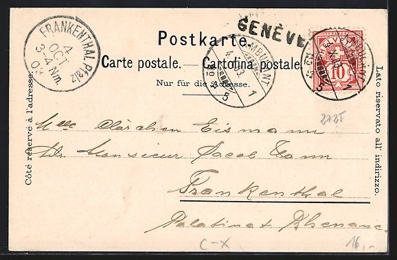 Cartes postales: Litho Genève, Hotel de la Poste, Ch. Sa – D'occasion à Berlin par bartko-reher 1