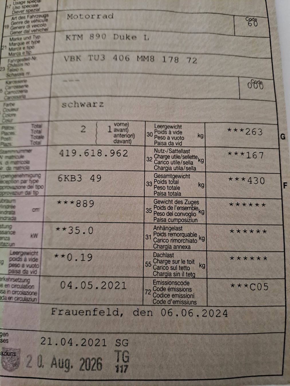 KTM Route: KTM 890 Duke 35 kw frisch ab MFK – D'occasion à Kreuzlingen par Dosu 4