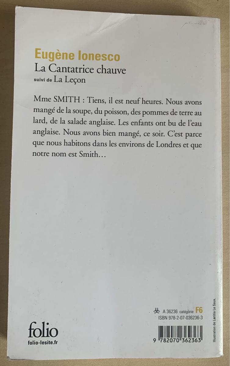 Libri: Eugène Ionesco, La Cantatrice chauve – Usato da Valeyres-sous-Ursins venduto da ansuz_001 1