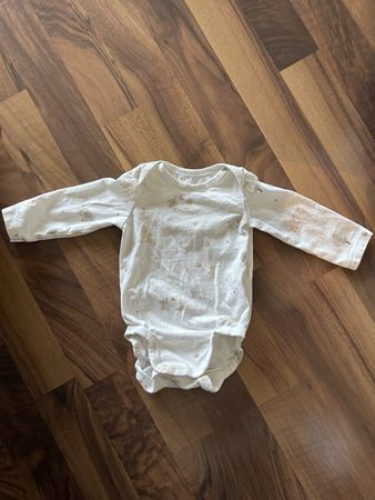 Baby Bodysuit Long Sleeve White Animal Print Size 56