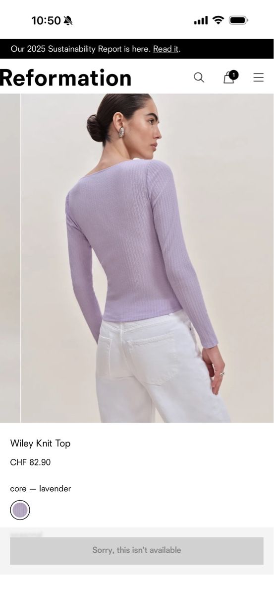 Reformation Top: Reformation Wiley Knit Top Lavender Size S – Usato da Uster venduto da b4x_ric 3