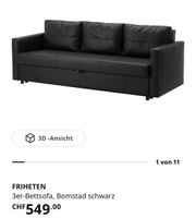 IKEA FRIHETEN 3er-Bettsofa Bomstad schwarz