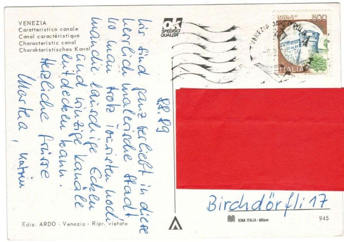 Ansichtskarten: AK Venezia 1989 – Gebraucht aus Zürich von tol_b7c7 1