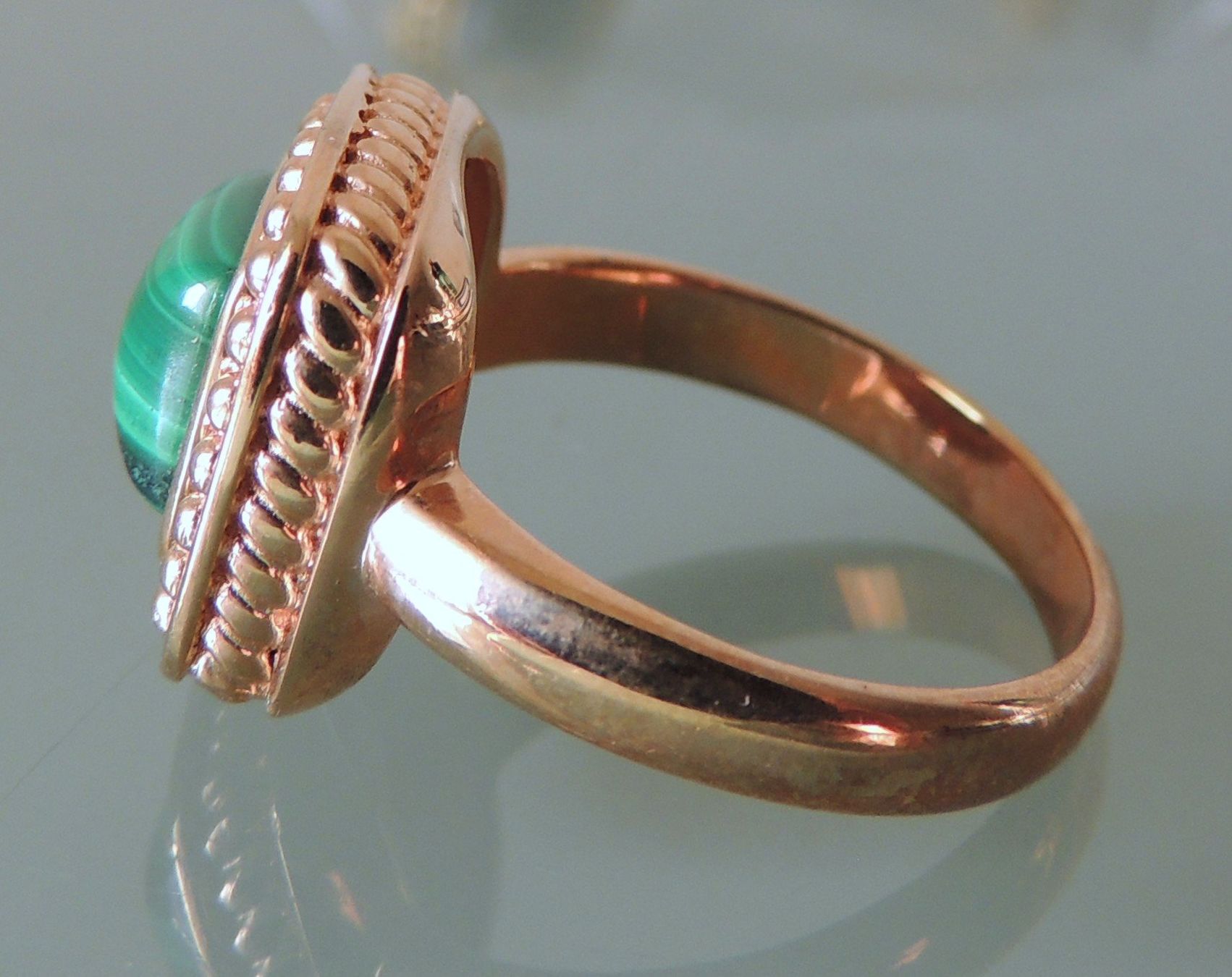 Pompidou Anelli: POMPIDOU rotvergoldeter Silber 925 Fingerring Malachit Gr.58 – Nuovo (secondo la descrizione) da Waldenburg venduto da schaller707 2
