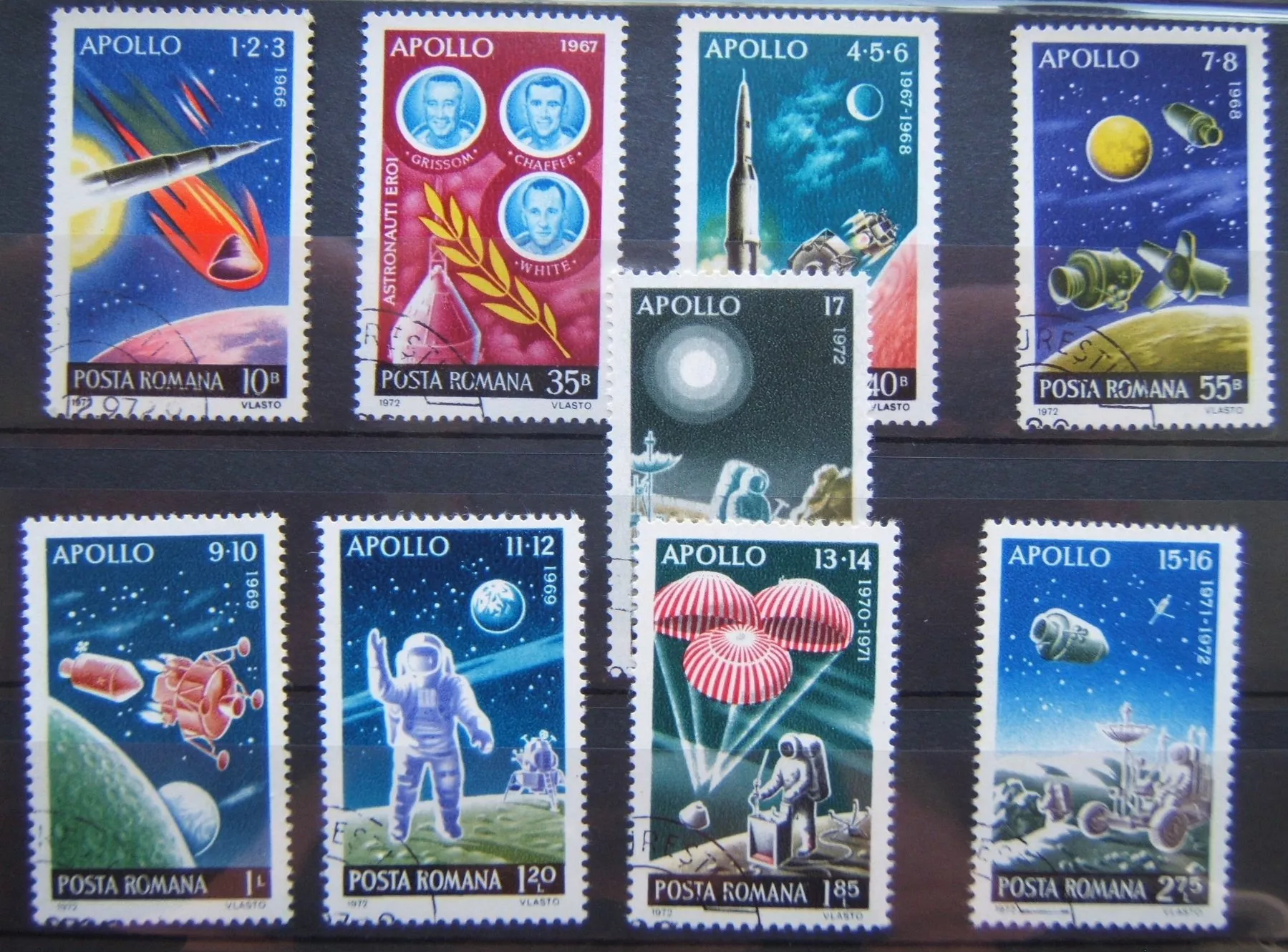 Alle Briefmarken: RUMÄNIEN APOLLO RAUMFAHRTPROGRAMM 1972 – Gebraucht aus Brunnen von Nonne04