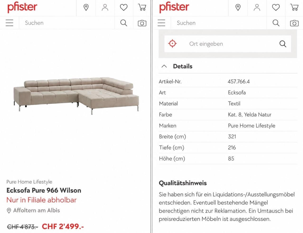 Sofas: Ecksofa Pfister – Gebraucht aus Au ZH von Supersnake997 4