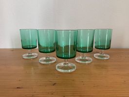 5er Set Vintage Trinkgläser Hellgrün / SUEDE von Luminarc