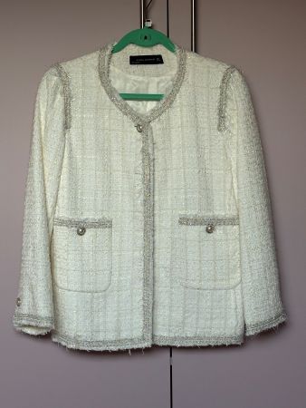 Zara Blazer Tweed weiss gr. L