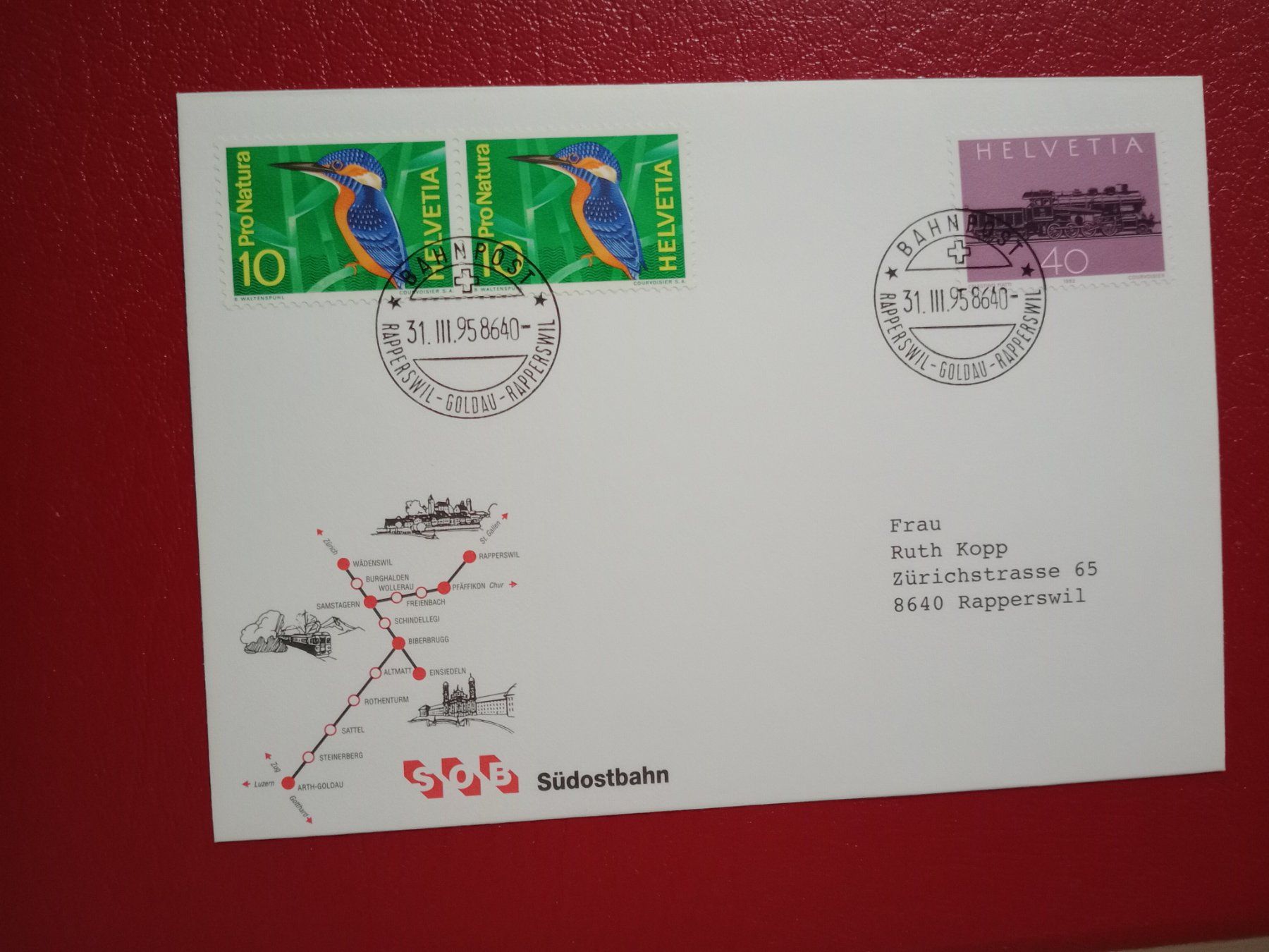 Alle Briefmarken: Sonderbrief Südostbahn Bahnpost Stempel 1995 – Gebraucht aus Küttigen von Melisch1000