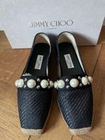 NEW Jimmy Choo Dru Canvas Pearl Stud Espadrilles Ballerinas