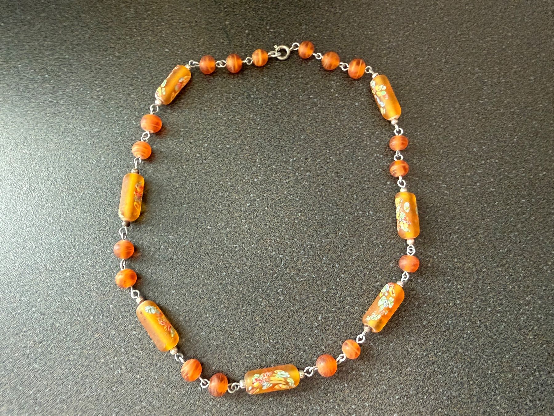 Catenine: Vintage Halskette Glas, orangefarbene Perlen – Usato da Lamone venduto da LaCantinaMagica 3