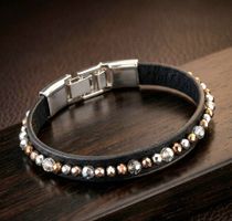 Elegantes Verganes-Lederarmband mit Swarovski von A&C - Neu