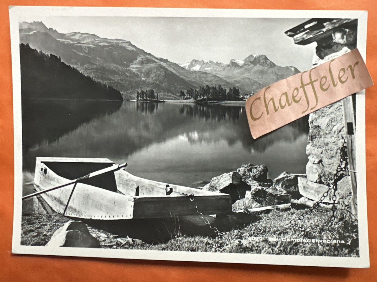 Cartoline postali: Ansichtskarte Bei Campfer-Silvaplana, mit Boot – Usato da Zürich venduto da Chaeffeler