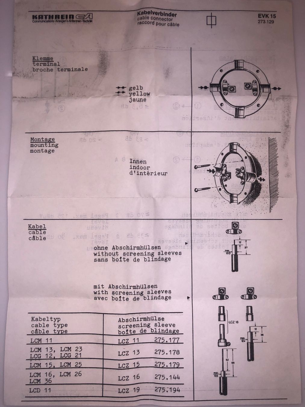 Radiocomunicazione: EVK15 Kathrein Koaxial-Kabelverbinder – Nuovo e nell'imballaggio originale da Neerach venduto da Arbimus 4