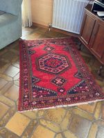 Tapis d’Orient ancien fait main, rouge et bordeaux 110 × 155