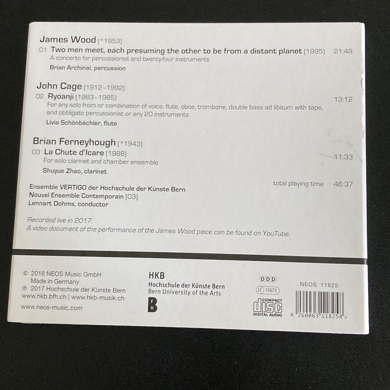 CD: James Wood - John Cage - Brian Ferneyhough – Usato da Bern venduto da Ntsamina 1
