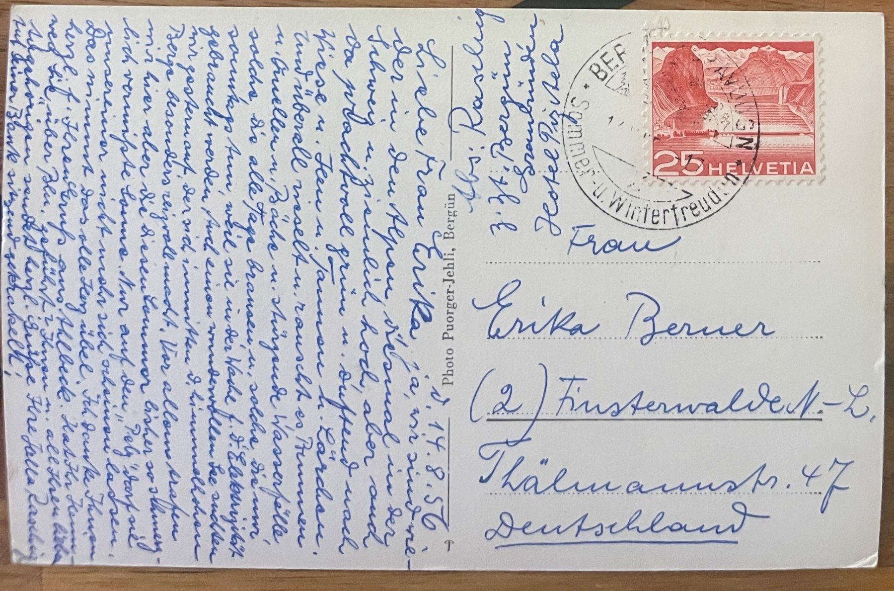 Cartoline postali: BERGUN - Dorfplatz 1956 – Usato da Lutry venduto da Ediego 1
