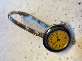 Schöne Vintage Armbanduhr SILBER mit Federarmband