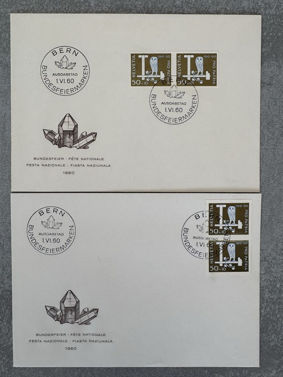 Tutti i francobolli: FDC Blockausschnitte Pro Patria 1960 Eulenblock Paare W+S – Usato da Fieschertal venduto da REZELL