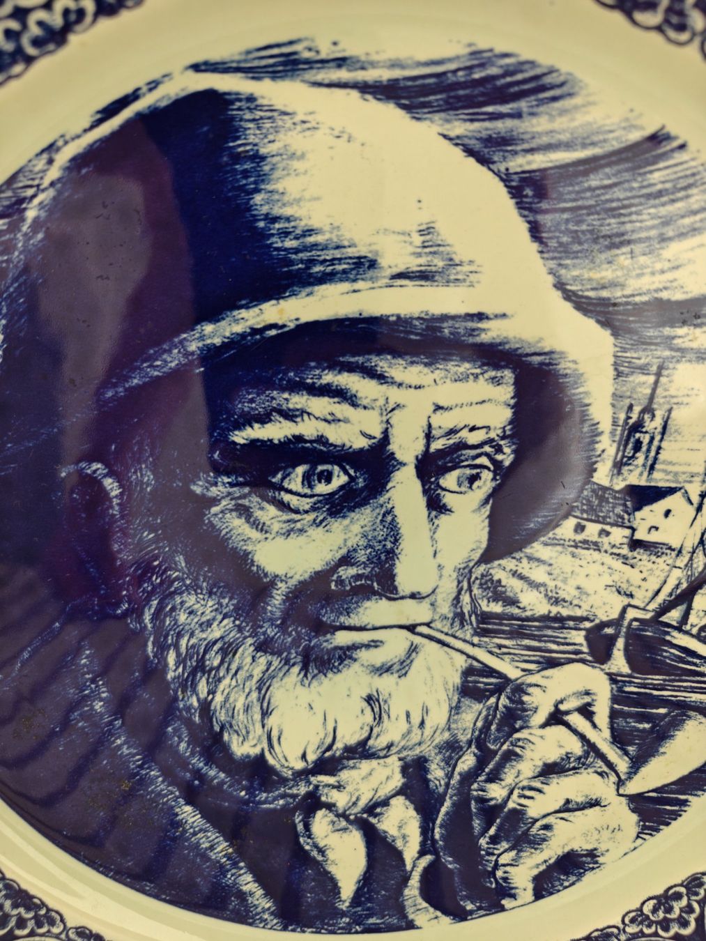 Servierplatten: Bosh Belgium Old Man Sea blue delftware serving platter – Gebraucht aus Geneve von readycat 1