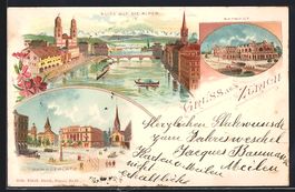 Litho Zürich, Blick auf die Alpen, Para