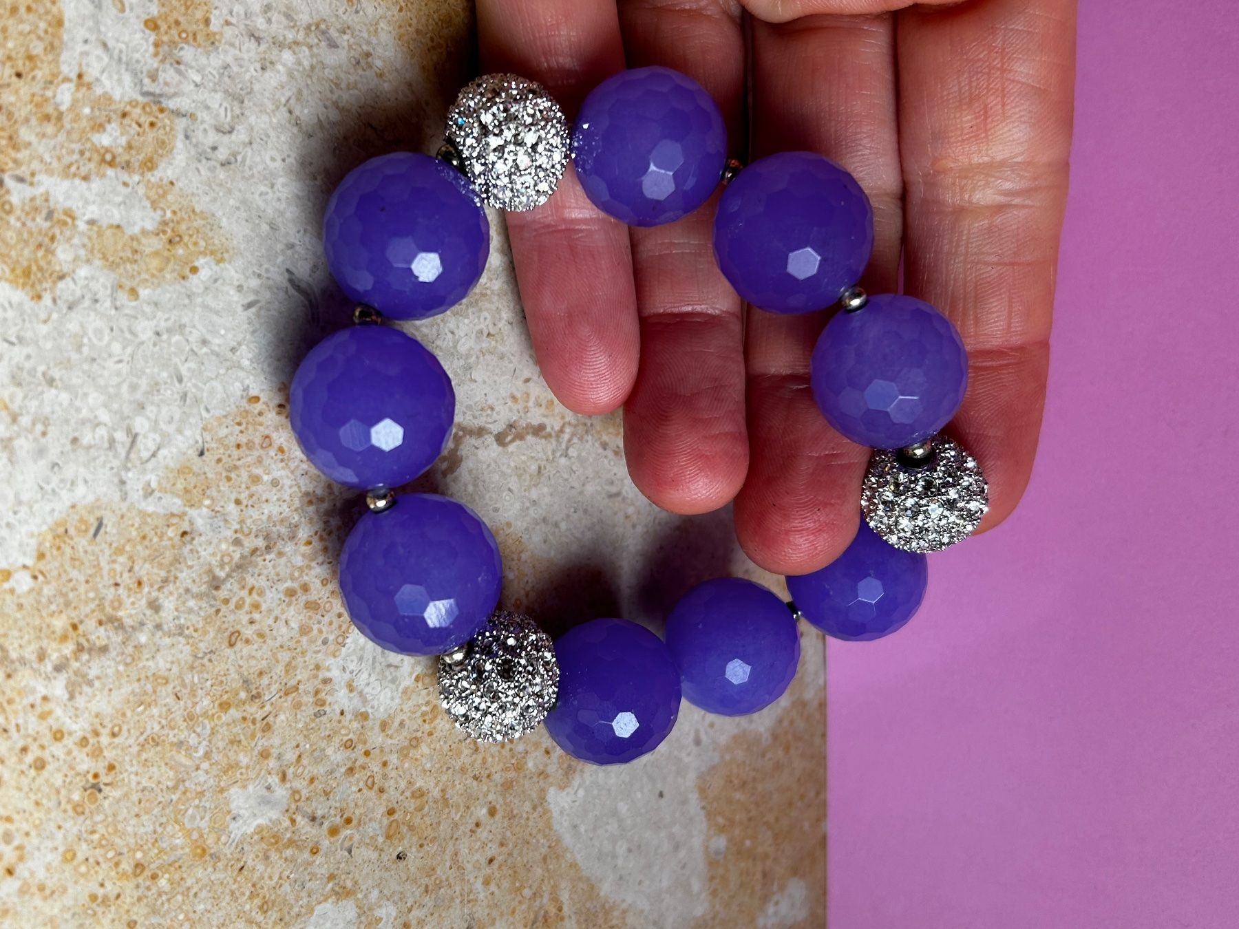 Bracciali & Braccialetti: violettes Steinarmband 20 cm lang DISCOFOX – Usato da Laufen venduto da Bellavitaboom 5
