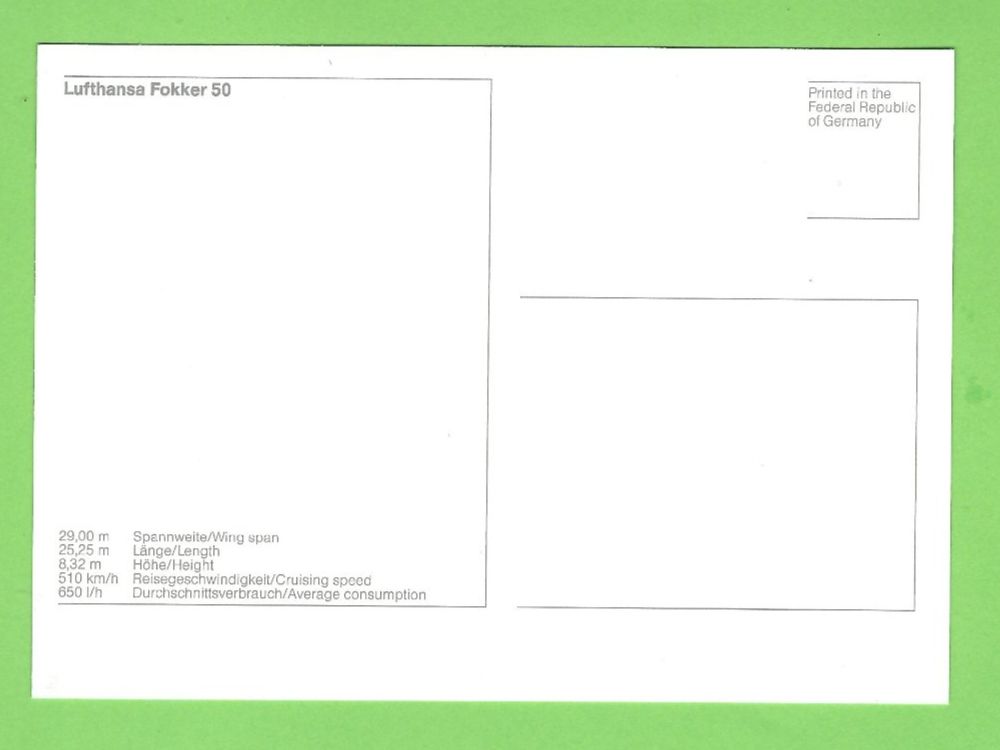 Cartoline postali: Lufthansa Fokker 50 – Usato da Zürich venduto da t24_de 1