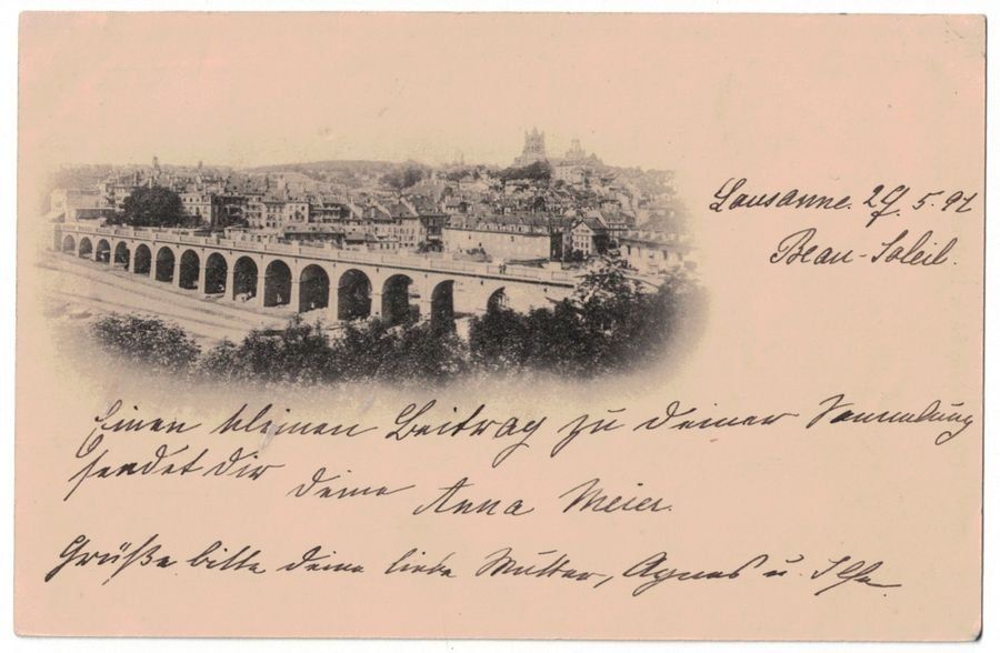 Cartoline postali: Lausanne, précurseur, vue générale, circulée 1897 – Usato da Frauenfeld venduto da POML