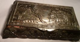 EINMALIGE GROSSE SILBERNE ANTIKE DOSE,--12,5 x 6,5 x 2,5 CM
