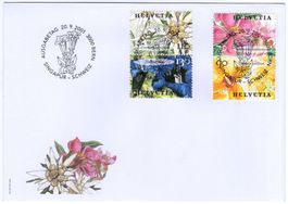 2001 Blumen - Blockmarken senkrechte Paare auf seltenem FDC