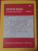 Landkarte der Schweiz Monte Rosa mit Kilometernetz