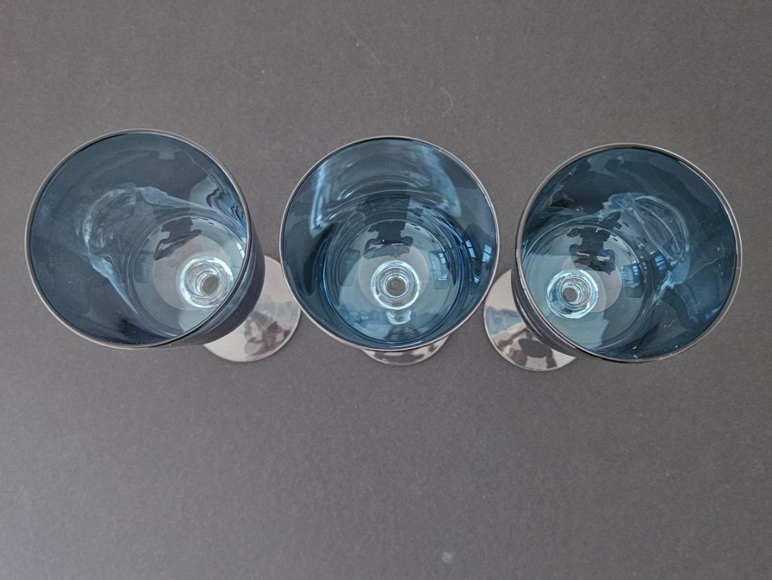 Bicchieri: 3er Set elegante blaue Weingläser Vintage – Usato da Pfäffikon ZH venduto da eric0113 3