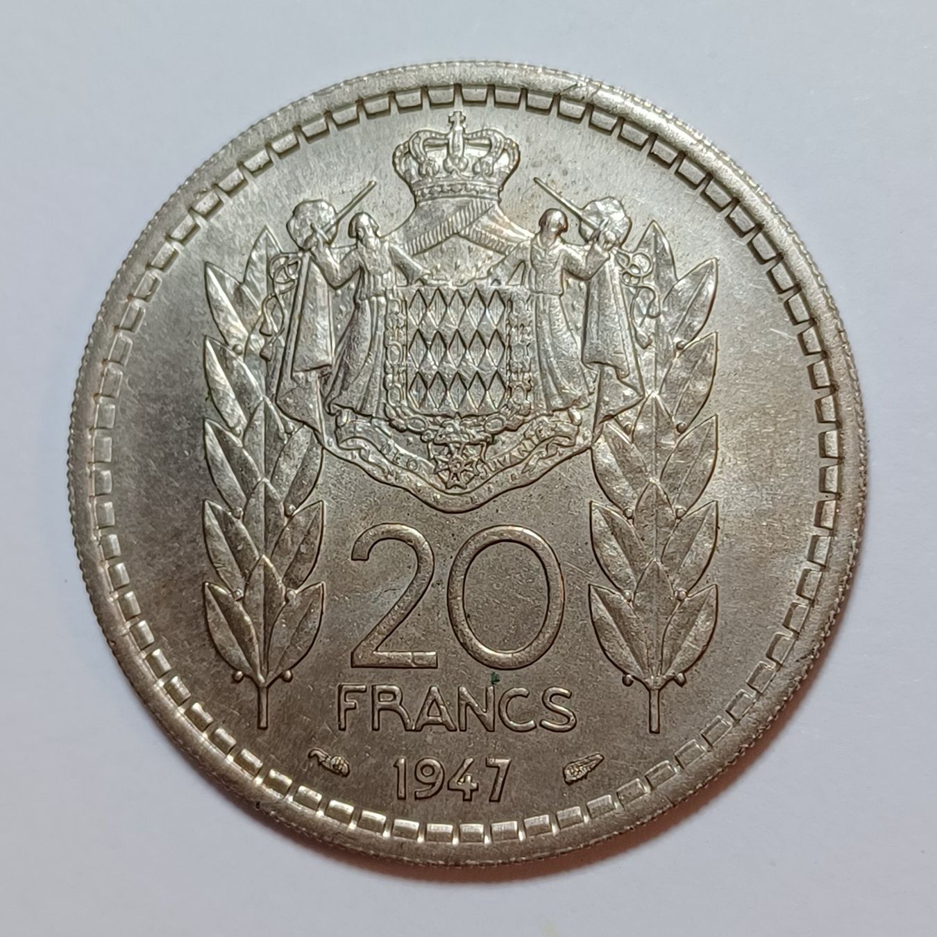 Alle Münzen: 20 Francs 1947 Monaco – Gebraucht aus Pfäffikon ZH von Welt_Muenzen 1