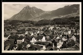 AK Sarnen, Ortsansicht mit Berg