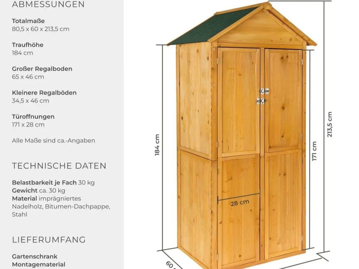 Casette da giardino & serre: Gartenschrank mit Spitzdach Geräteschrank Holz CORVENA – Nuovo e nell'imballaggio originale da Lachen SZ venduto da sw3zzy 5