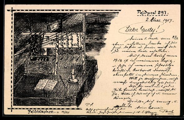Cartoline postali: Künstler Handgemalt: Stube mit Feldtele – Usato da Berlin venduto da bartko-reher