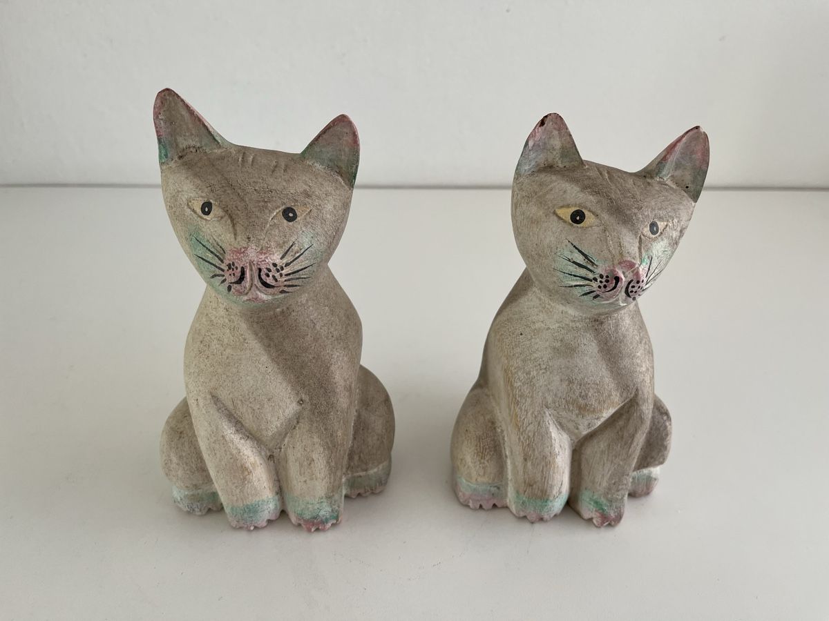 Statuette: 2 Katzen aus Holz – Usato da Wetzikon ZH venduto da seli03 1