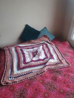 Couverture plaid Crochet fait main granny esprit vintage