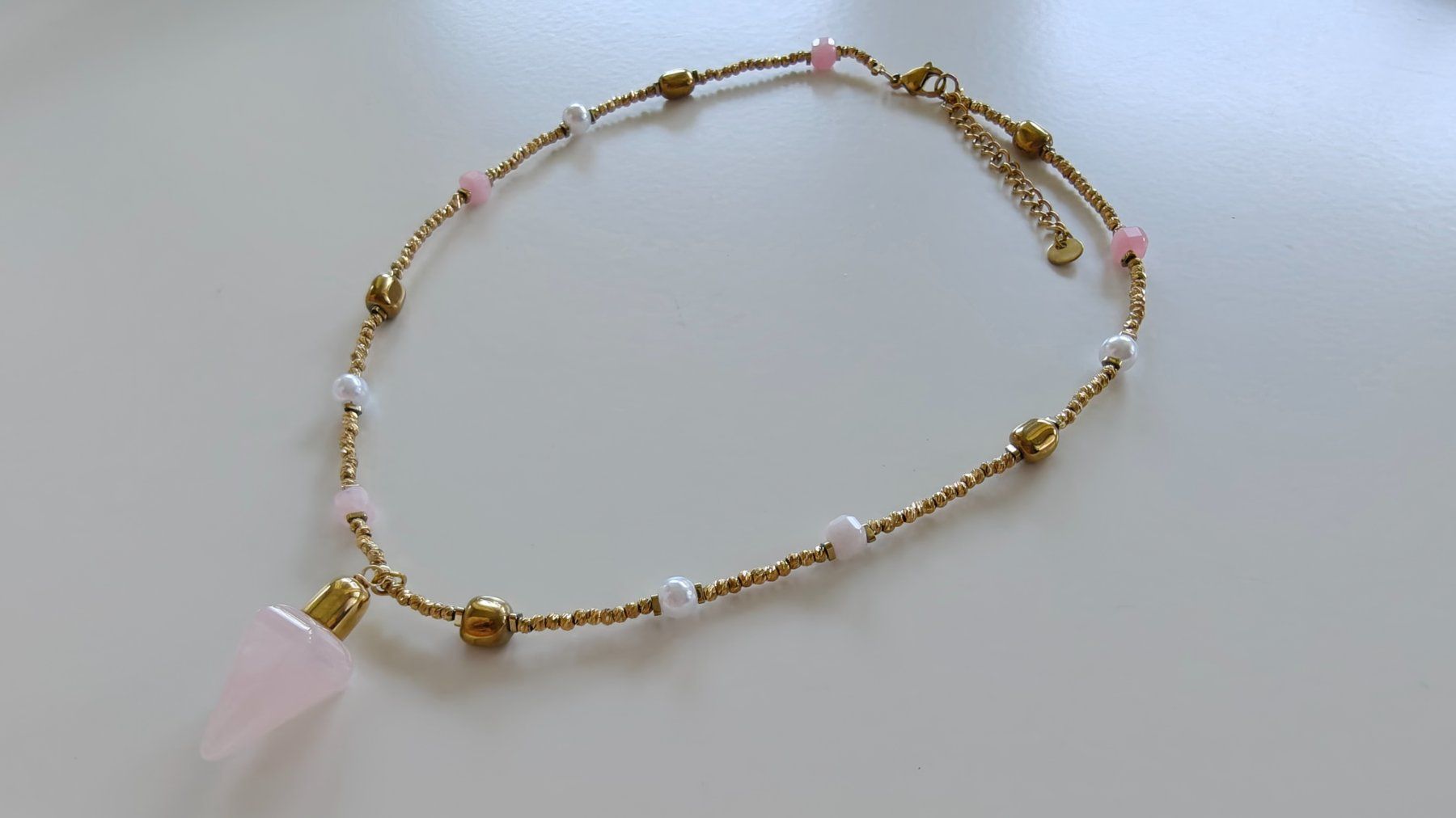 Catenine: Rose Quartz Pendulum Stainless Steel Necklace – Nuovo (secondo la descrizione) da Allschwil venduto da Jani_Banani 7