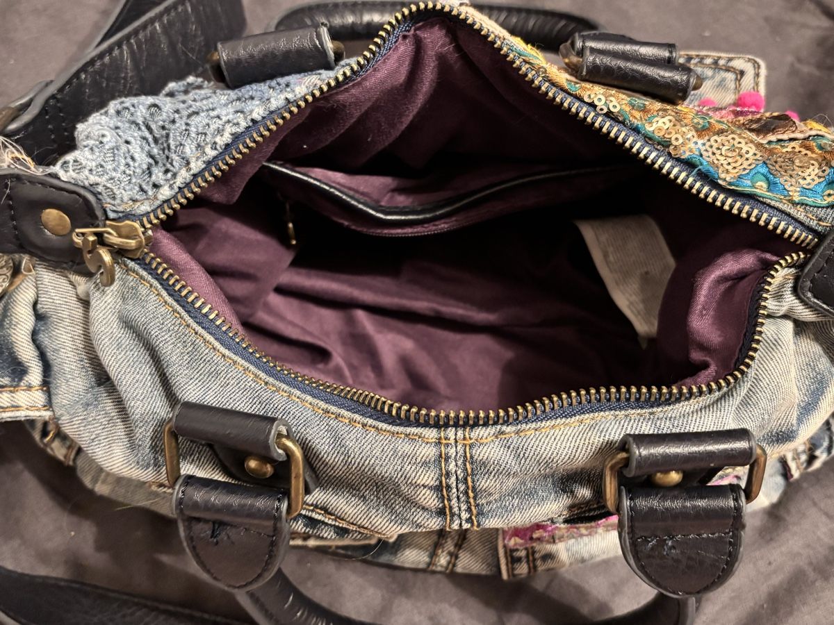 Taschen für Damen: Denim handbag embellished with ethnic patterns and sequins – Gebraucht aus La Chaux-de-Fonds von joa_jk5g 3
