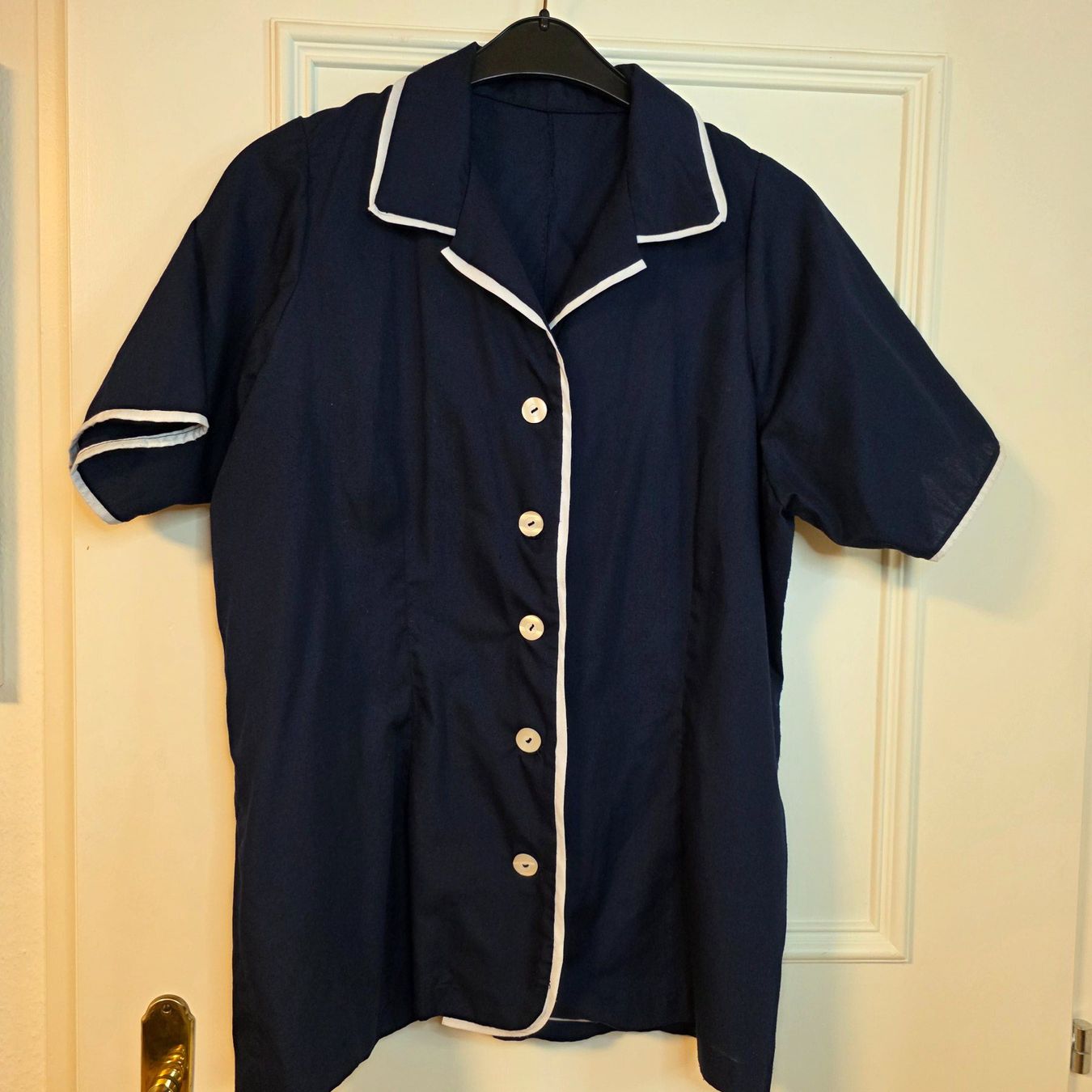 Camicette: Vintage Bluse dunkelblau mit Weiß XL – Usato da Wald ZH venduto da CapLux 8