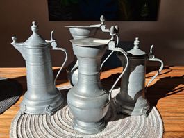 Zinnkannen Set 4-teilig mit Deckel gebrauchter Zustand