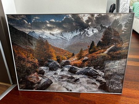Gerahmtes Puzzle, Alpenpanorama, Herbstfeeling 🍂