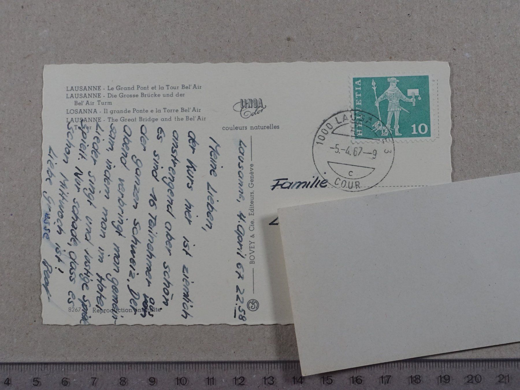 Cartoline postali: Lausanne, 1967 – Usato da Lenzburg venduto da fh1 1