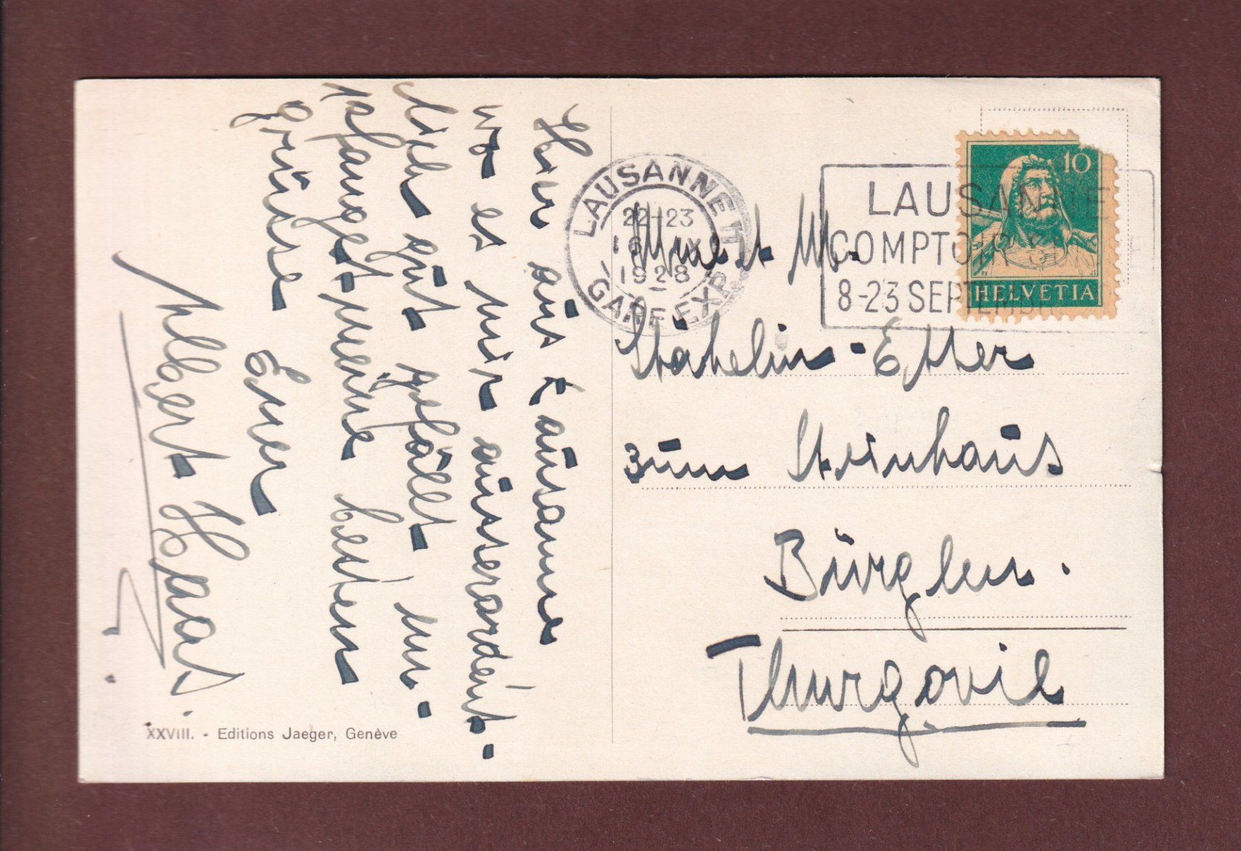 Cartoline postali: LAUSANNE - Cathédrale et Château - 1928 – Usato da Pully venduto da nicecards 1