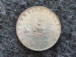 Italien 500 Lire - Silber .835  11.02 gr 1966