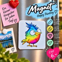 Happy Painting Magnet Vogel abstrakt
