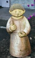 massiv KERAMIK Krippen - Gartenfigur MÖNCH 1972? CR H 46cm